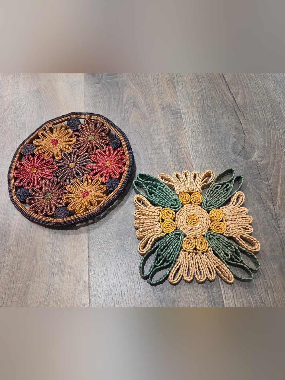 Vintage/Retro Woven Raffia & Straw Trivets